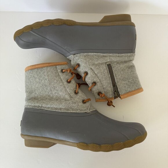Sperry Womens Duck Boots 3M Thinsulate Insulation Size 10M Gray Tan Wool - Picture 6 of 11